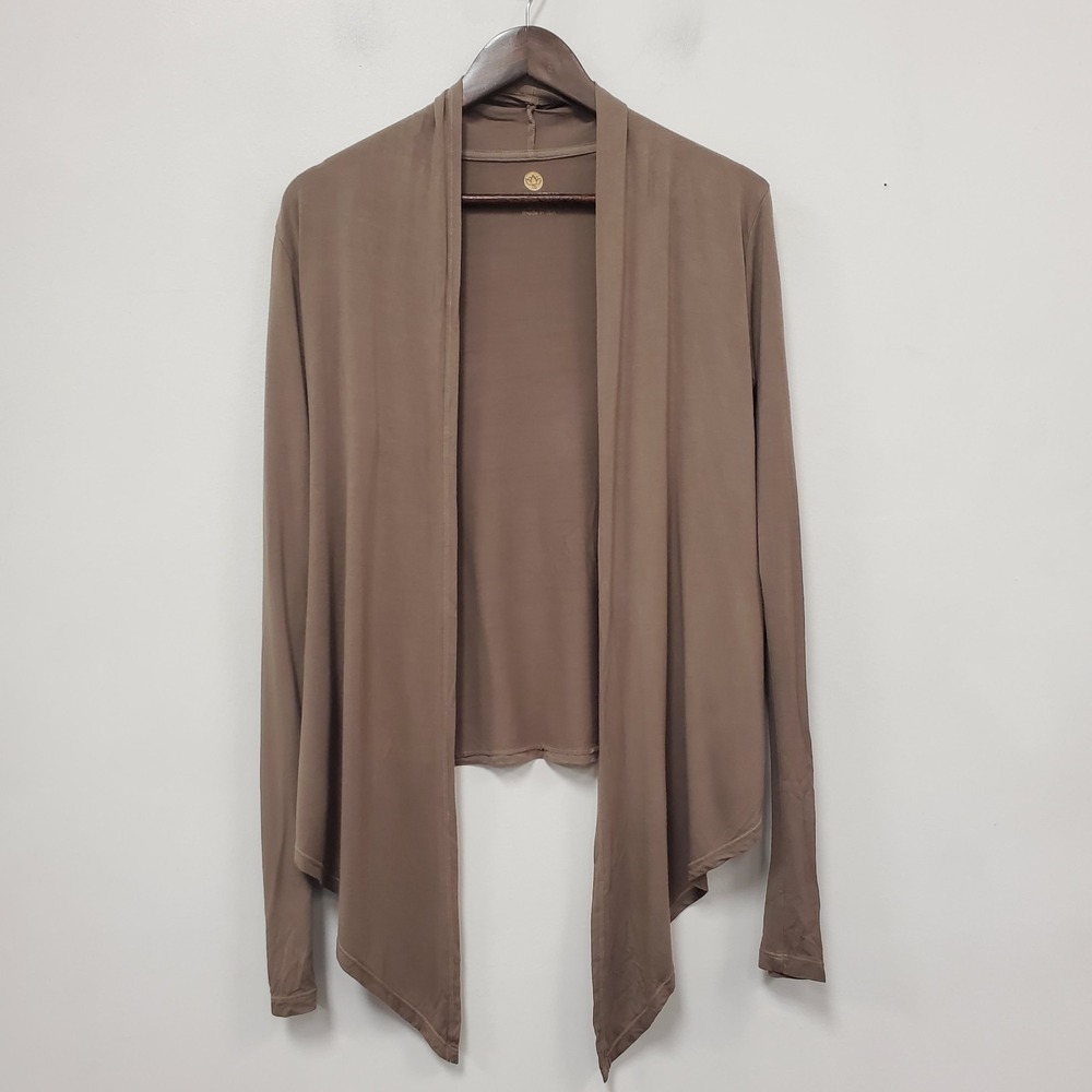 Lilly Lotus Womens Bamboo Cardigan Size S Brown Open Front Layer USA Made